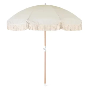 Vintage Spot Pattern Wooden Pole Rotating Beach Tassel Umbrella