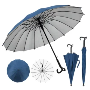 Vintage Straight 190T Pongee Umbrella with Silver-Coated Handle and Customized Logo Print