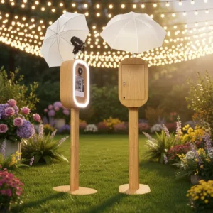Vintage Style Quick Setup Portable Aluminum Retro Wood Grain iPad Photo Booth Stand DSLR Photobooth Selfie iPad DSLR Photo Booth
