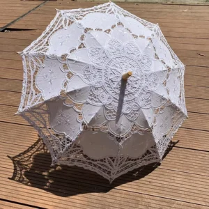 Vintage Sun Lace Parasol Umbrella for Women Straight Manual Control for Weddings