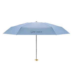 Vinyl Five Fold Manual High UPF 50+ Sun Proof UV Protection Business Gift Portable Folding Umbrella with Fully Opaque Design