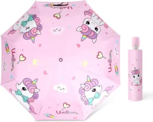 Vinyl Folding Automatic Kids Umbrella UV Protection Sunny Rainy Dual-use Compact Portable Umbrella for Girls