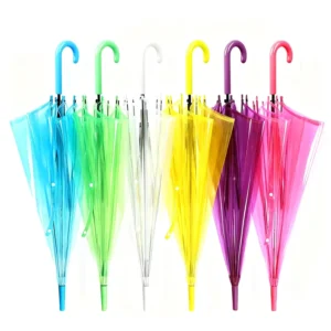 WSY917 Straight PVC Transparent Umbrella with Automatic Open Button and Hanging Feature