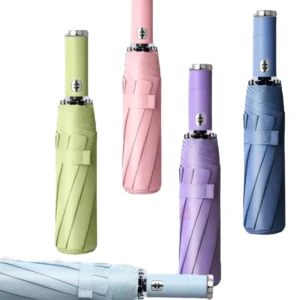 WXL349 Outdoor LED Light Rain Umbrella 10K Automatic Flashlight 3 Folding Car Umbrellas Rotating LED Umbrella