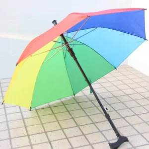 Walking Stick Crutch Umbrella Straight Umbrella 190T Nylon Fabric Steel Bone
