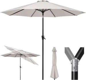 Water-Base Market Umbrella Fiberglass Ribs Double-Layer Silver-Coated Canopy UPF50+ Commercial Outdoor Dining Shade