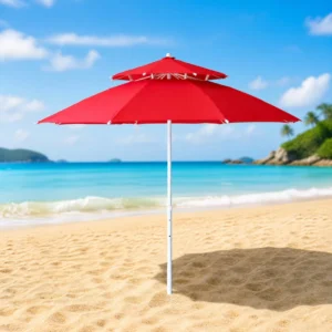 Water Fillable Base Umbrella Crank Open UV Protection Fiberglass Ribs Windproof Outdoor Restaurant Pool Sun Shade