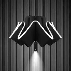 Waterproof 103 cm Diameter Windproof Automatic Open Reverse Folding Umbrella with LED Light and Reflective Strip Custom Gifts