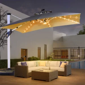 Waterproof 10ft Square Cantilever Patio Umbrella Windproof Offset Heavy Duty for Garden Deck Pool Patio