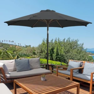 Waterproof 9FT Solar LED Patio Umbrella with Lighting for Beach and Park Use