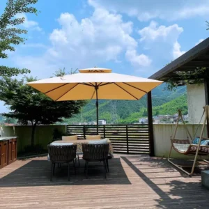 Waterproof Aluminum Cantilever Roma Umbrella with Base, Outdoor Garden Beach Restaurant Use