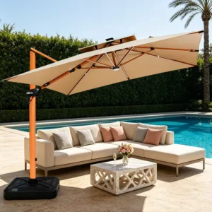 Waterproof Aluminum Outdoor Restaurant Beach Cantilever Umbrella