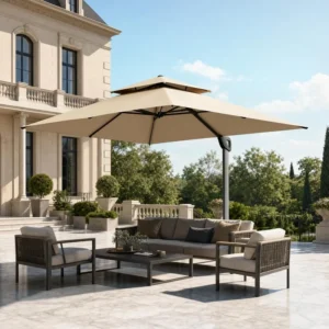 Waterproof Aluminum Outdoor Umbrella Modern Design Plastic Base Anti-UV 1.5m Radii Hotel Hospital Gym Park
