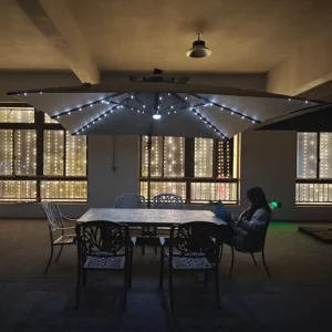 Waterproof Anti-UV LED Roman Parasol Minimalist Design Aluminum Umbrellas for Hotel Patio Outdoor Furniture Courtyard