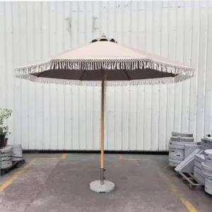 Waterproof Anti-UV Macrame Garden Umbrella 3m Radius Outdoor Beach Sun Parasol for Hotels and Courtyards