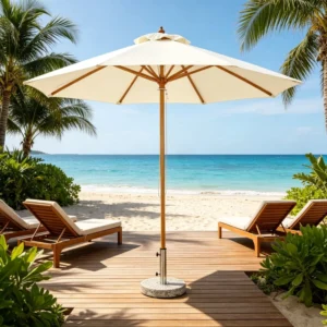 Waterproof Beach Umbrella for Sand with Custom Logo for Seaside Cafe and Yard Shade