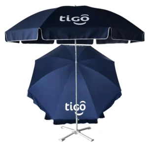Waterproof Beach Umbrella with Stand Logo Print Windproof Sea Umbrella