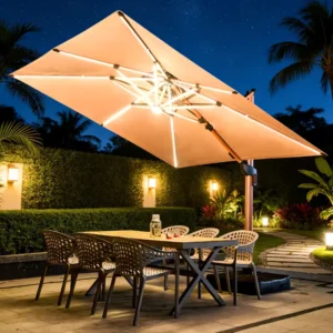 Waterproof Cantilever Umbrella Commercial Set for Hotel, Courtyard, Beach, and Warehouse Use