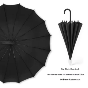Waterproof Classic Travel Umbrella 16-Rib Semi-Automatic Straight 105cm Open Diameter Long Handle Double Person Car-Mounted