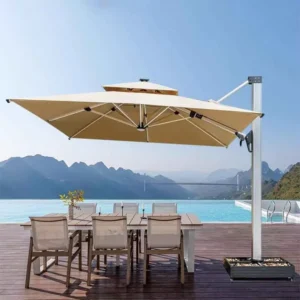Waterproof Commercial Stall Umbrella with Four-Corner Light for Outdoor Courtyard