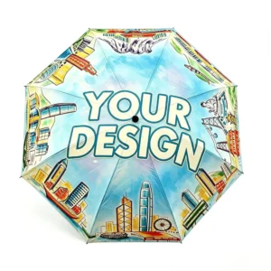 Waterproof Compact Folding Umbrella UV 3-Fold Foldable Parasol Custom Logo Printing