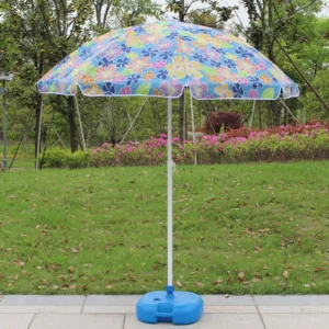 Waterproof Courtyard Park Beach Umbrella UPF30+ Iron Pole Steel Wire 3.5 mm Double-Sided Printing 1M Radius Manual Lift Outdoor