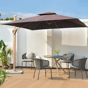 Waterproof Double Canopy 11ft Aluminum Cantilever Outdoor Beach Garden Umbrella