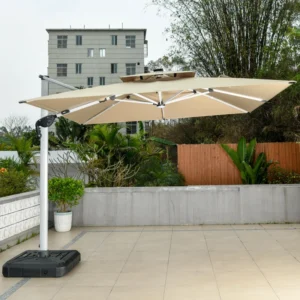 Waterproof Double Canopy Outdoor Beach Umbrella Aluminum Cantilever Garden Patio Parasol