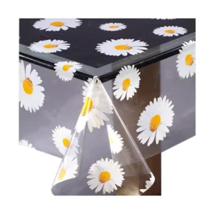 Waterproof Flower Design Super Clear PVC Transparent Plastic Printed Tablecloth Rolls