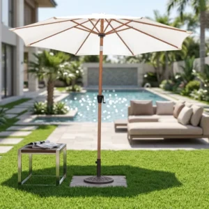 Waterproof Foldable Aluminum Cantilever Umbrella with Base 100cm Diameter for Outdoor Beach Furniture
