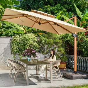 Waterproof Foldable Cantilever Umbrella Commercial Set for Hotel Gym Courtyard Beach Park and Kitchen Use