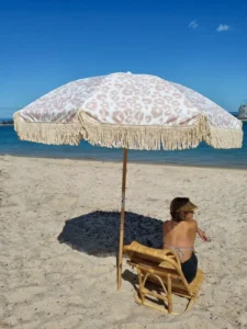 Waterproof Foldable Outdoor Beach Patio Fringe Tassel Sunshade Umbrella Canvas Fabric Family Use