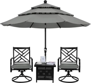 Waterproof Large Double-Layer Top Outdoor Patio Table Umbrella 9ft Heavy-Duty Beach Umbrella