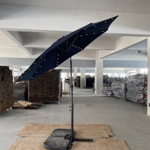 Waterproof Modern Outdoor High Quality Restaurant Umbrella Leisure Electric Automatic Parasol Solar LED Beads