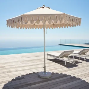 Waterproof Modern Outdoor Sun Umbrella with Tassels Durable for Beach Courtyard Hotel & Pool Use