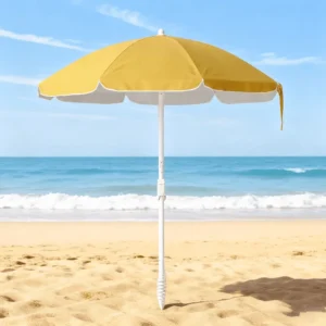 Waterproof Outdoor Summer Yellow Polyester Fabric Aluminum Alloy Lightweight Patio Beach Umbrella Sand Dining