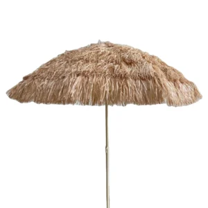 Waterproof Polyester Canvas Wooden Beach Umbrella with Fringe Large Outdoor Travel