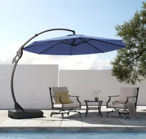 Waterproof Powder-Coated Curved Sunshade Umbrella 1.5m Radius UV Protection Beach Garden Patio Large Banana Umbrella