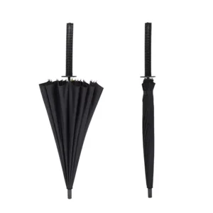 Waterproof Rain Sunshade Straight Long Umbrella Black with Long Handle