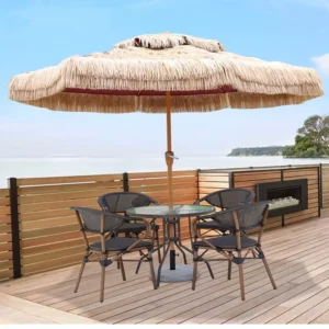 Waterproof Roman-Style Straw Garden Beach Umbrella for Courtyard and Farmhouse