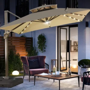 Waterproof Solar Roman Parasol Patio Umbrella for Outdoor Furniture, Restaurants, and Hotels
