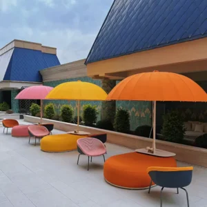 Waterproof UV-Blocking Outdoor Central Pole Patio Umbrella with Wind-Resistant Polyester for Gardens