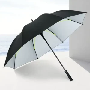 30-Inch Auto-Open Golf Umbrella with Silver UV Protection, Full-Fiberglass Windproof Frame and 8 Ribs