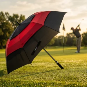 Waterproof Windproof Travel Golf Umbrella Three-Layer Vented Canopy Fiberglass Frame 130cm Open Diameter
