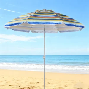 Waterproof Yellow Polyester Fabric Aluminum Alloy Lightweight Patio Beach Umbrella