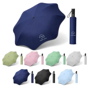 Wave Edge Auto Open Close Folding Umbrella Anti-UV Sun Parasol Compact Windproof Travel Umbrella