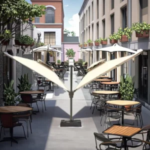Weather Resistant Center Pole Patio Umbrella with Polyester Fabric Outdoor Parasol for Home Garden