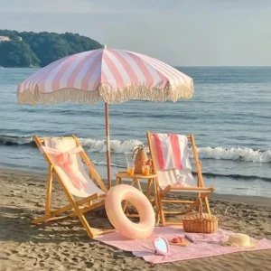 Weather Resistant Decorative Tassel Sun Shade Umbrella for Villa, Coast, Garden, and Outdoor Use