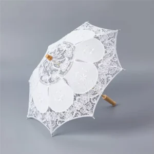 Wedding Bride Kids Decoration Small Lace Umbrella White Beige Hollow Embroidered Parasol Wedding Umbrella Photography Props