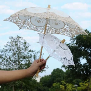 Wedding Decoration 30-96cm White Lace Umbrella Bride Props Craft Umbrella White Parasol Sunshade or Women Adults